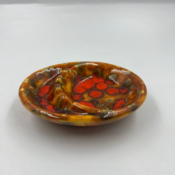 Vintage Splatter Painted Handmade Glazed Ceramic Ash Tray Cottage Core Boho MCM - Picture 10 of 11